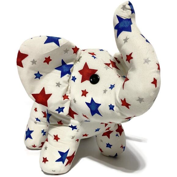 Patriotic Elephant Plush Red White and Blue Stars 16  x 12 - Picture 3 of 7